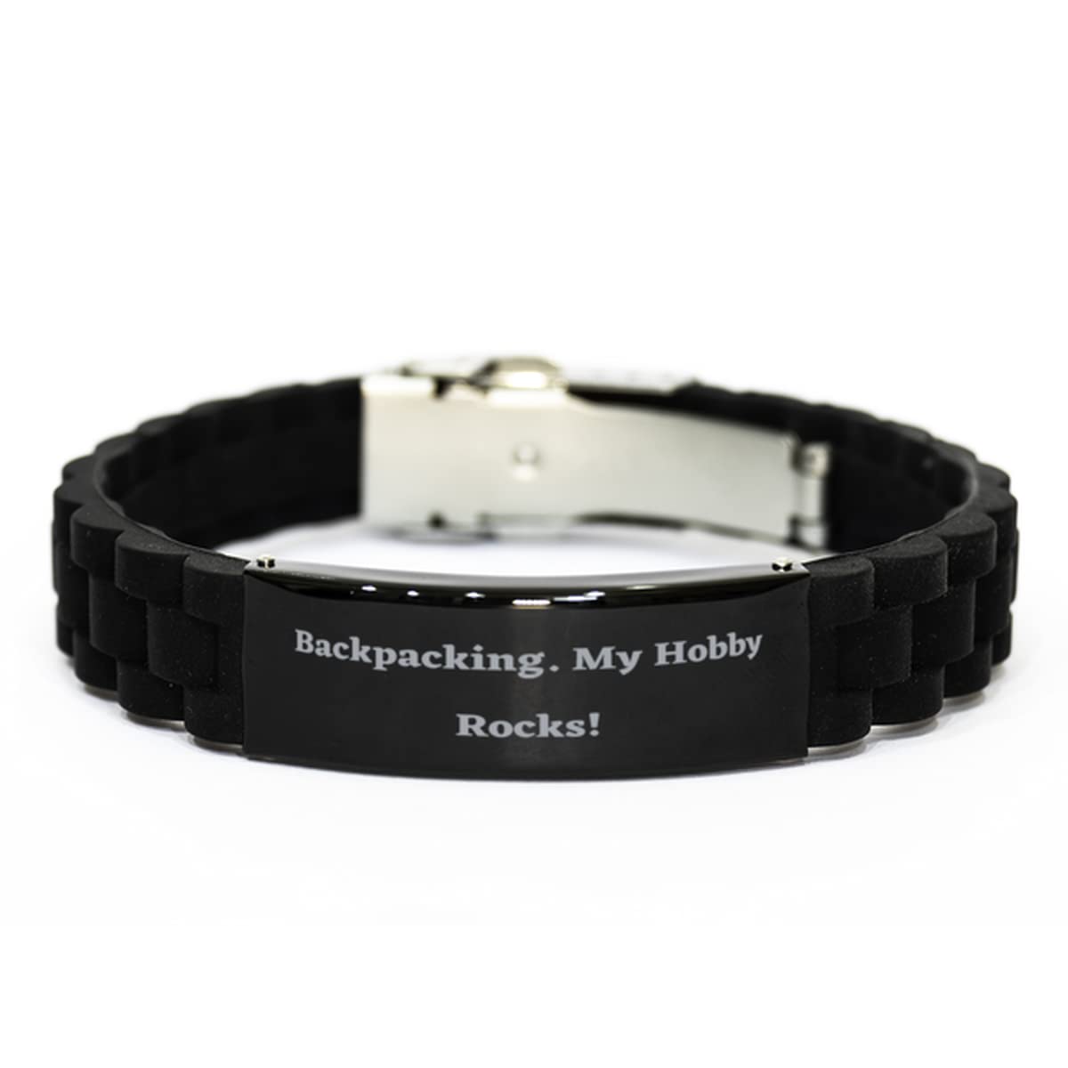 Sarcasm Backpacking, Backpacking. My Hobby Rocks!, Backpacking Black Glidelock Clasp Bracelet from