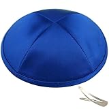 Zion Judaica High Holidays Royal Blue Satin Kippah 6.5' Silky Cobalt Blue Yamaka 16.5 cm Mens Bar Mitzvah Yarmulka Trendy Teen Yamulke Wedding Skullcap Rosh Hashanah Deep Blue Kipa Shabbat Yarmalka