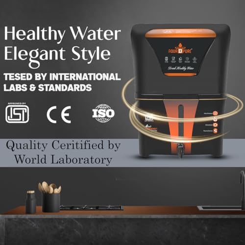 Image of AQUA D PURE 4 in 1 Aqua Copper Infuser Filter Technology RO Water Purifier with UV, UF, TDS Adjuster, Fully Automatic Function and Suitable for all type of water supply, 12 Liter, Black
