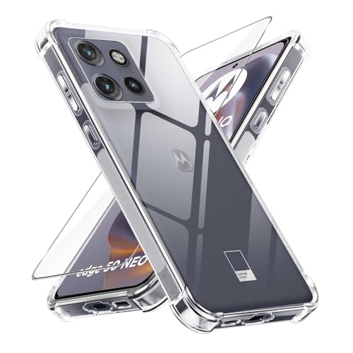 Chenvovoay Klar Hülle für Motorola Edge 60 Neo/Edge 50 Neo (6 36 Zoll) Schutzhülle mit 1 Stück Panzer Schutz Glas Schutzfolie Kratzfestes Weich Silikon TPU Transparent Handyhülle Clear Case