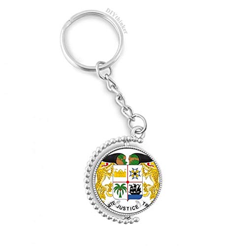 Porte-clés rotatif Bénin armoiries nationales keyring multicolore 1,2 x 3,5 pouces en métal
