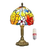 JGWSMQ Tiffany Table Lamp Baroque Handmade Stained Glass Desk Lamps Gifts Resin Base 14.17" Tall Dou
