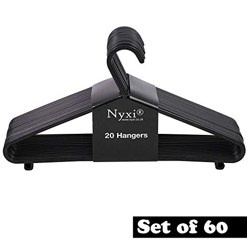 Nyxi Adult Plastic Clothes Hangers with Suit Trouser Bar and Lips 37.5cm Wide (Set of 60)