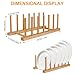 SAMEBUTECO Bamboo Wooden Dish Racks Plate Stand Holder Vertical Drainer Kitchen Cabinet Organizer for Dish, Pots, Lids, Bowls, Cups, and Cutting Boards and Books(2 Packs)