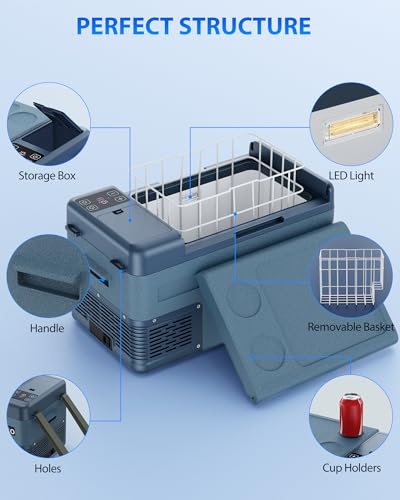 Aeitto 12 Volt Car Refrigerator 25Quart Car Fridge Freezer Electric Cooler Portable Cooler 12V Fridge RV Refrigerator -4℉-68℉ Temp Control 12/24V DC & 100-240V AC for Travel, Camping, RV, Road