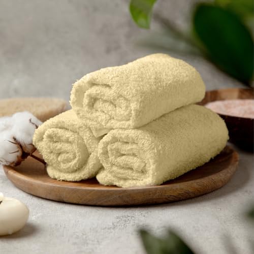 Image of Towel and Linen Mart 100% Cotton - Wash Cloth Set - Flannel Face Cloths, Highly Absorbent and Soft Feel Fingertip Towels (Ivory, Pack of 12)