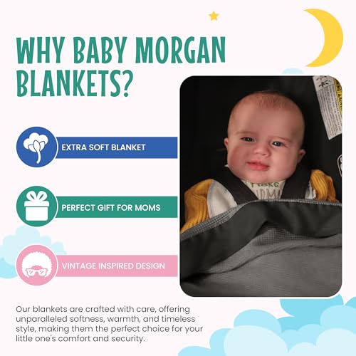 Image of Blankets Thermal Waffle Baby Blanket Crib Bedding - Soft Cozy Warm Infant Thermal Cover for Nursery Stroller or Bassinet, Lightweight Ideal Shower Gift, Nylon Trim Gray 36 inch x 50