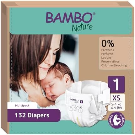Pañales Bambo Nature talla 1 – 2 a 4 kg (Pack 6 x 22 Un)