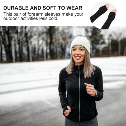 TOPBATHY Moufles sans Doigts Tricotés Noirs pour Hiver, Cyclisme et Golf – vue 6