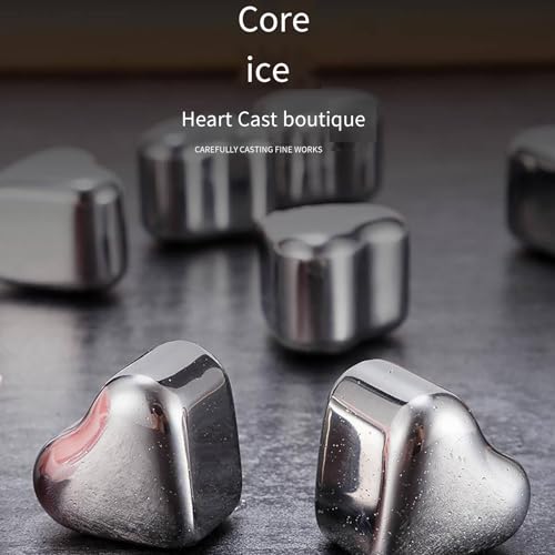 EnMart 6 Stück Totenkopf-Eiswürfel aus Edelstahl、wiederverwendbare Whisky-Kühlsteine、steigern Ihren Trinkgenuss、 für Weinliebhaber