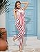 Bindefon Overalls for Women Fashion Jumpsuits Striped Pants Printed Bibs Coveralls White Elephant Gifts(Red and White Striped,M)