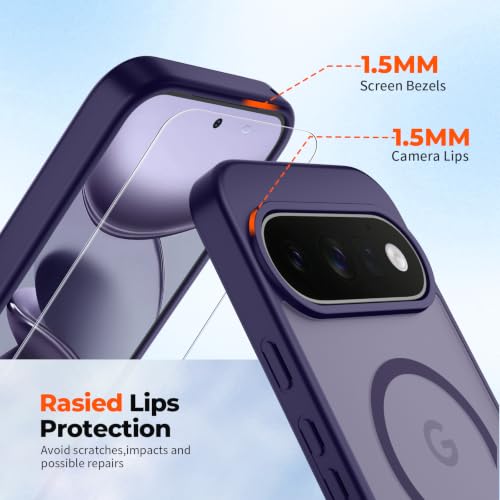 Image of SUPFINE Magnetic for Google Pixel 11 Pro XL Case - Dark Purple | With Screen Protector,Translucent Matte,Built-in Magnets,Military Grade Drop Protection,Shockproof Phone Cover