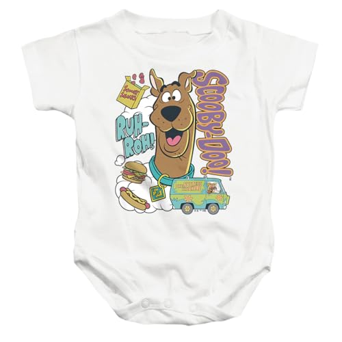 Popfunk Scooby-Doo Ruh-Roh Snacks Unisex Infant Snap Suit for Baby White Small