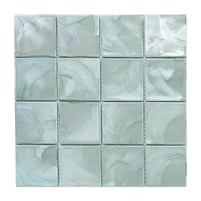 Tenedos HTC290 Azure Haven Square Glass Mosaic Tile – 12x12 Glossy Blue Tile Sheet for Kitchen Backsplash, Bathroom, Shower Wall & Accent Decor (1 Sheet)