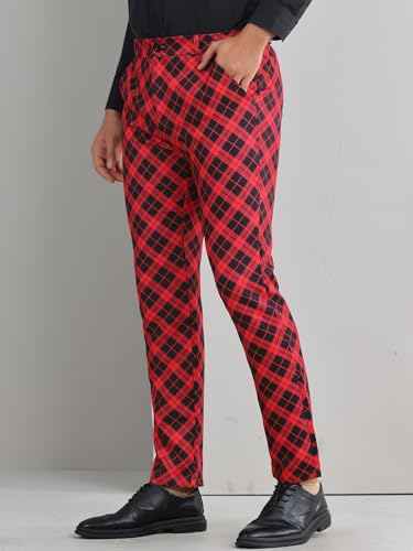 Lars Amadeus Plaid Pants for Men's Color Block Regular Fit Trousers Checked Dress Pants2