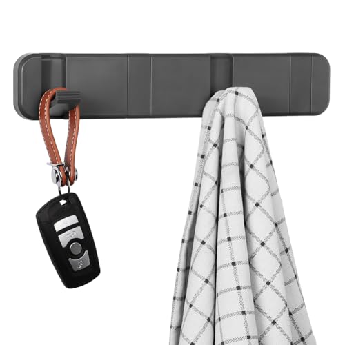 flintronic Flip Perchero de pared, Perchero de Pared Plegable 4 Ganchos, Percha de pared Natural para Colgar Abrigos Bufandas, Monederos y más- Álamo, Gris
