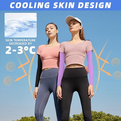 Image of BHYTAKI UV Sun Protection Arm Sleeves, UPF 50 Sports Cooling Arm Compression Sleeves for Men Women Teenager