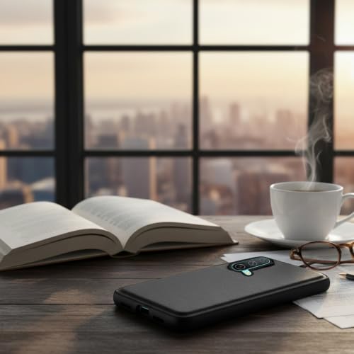 Image of Leather Case for OnePlus Nord CE Premium Protective Stylish Slim Cover with Shockproof Raised Edges Black
