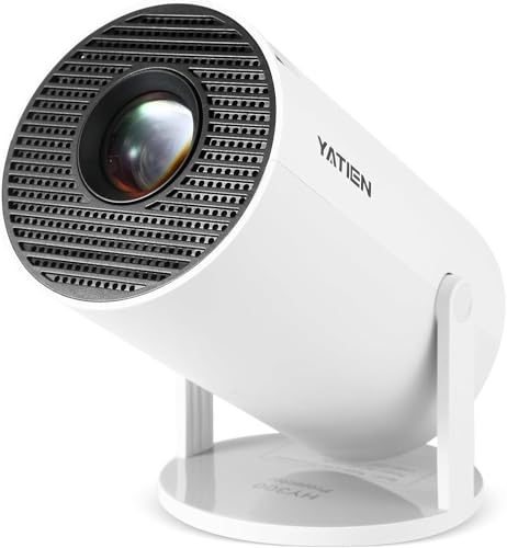Image of YATIEN Mini Projector Smart Projector WiFi 6 Bluetooth 5.4 5W Soundbase Speaker, 180° Rotation, 720P Android 11.0 170 ANSI Lumens 110-inch Screen,Portable Proyector for Home Theater