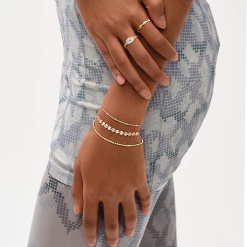Image of MEVECCO Bracelet for Women 14K Gold Plated Dainty Chain Simple Jewelry Cute Handmade Minimalist for Her