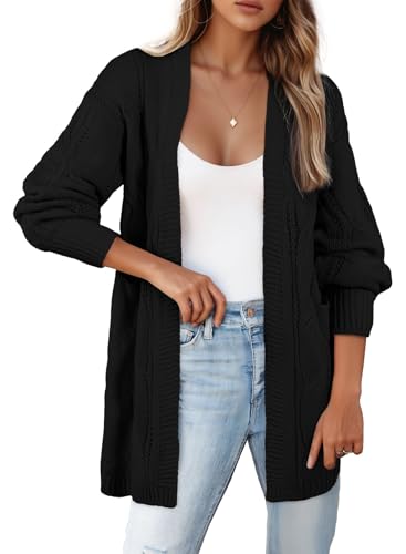 Image of SHEWIN Womens Open Front Long Sleeve Oversized Cardigan Sweaters Knit Coats with Pockrts