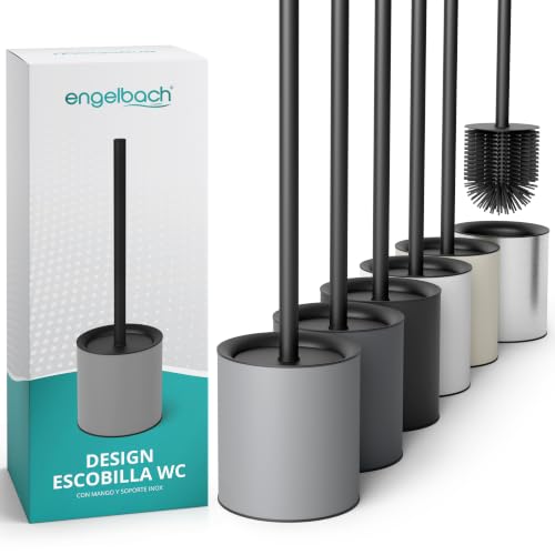 Engelbach® Escobilla WC Silicona – Escobillero Baño Acero Inoxidable Antisalpicaduras – Cepillo Inodoro Higiénico y Duradero con Diseño Elegante – Gris