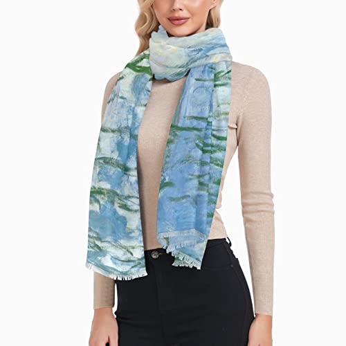 Women's Fashion Scarves Monet Water Lilies Willow Floral Spring Long Shawl Wraps Large Scarf2