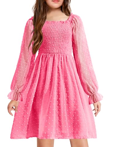 Image of Arshiner Girl Tulle Dress Winter Long Sleeve Teen Girls Party Casual Dresses 5-14Y