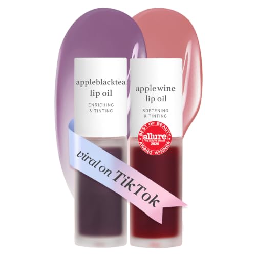 NOONI Korean Lip Oil Set - Appleblacktea &amp; Applewine - Plumping &amp; Hydrating Clear Gloss