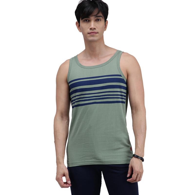 Zoiro Trends Super Combed Cotton Striped Singlet for Men with U-Neckline & Sleeveless |Colour’s May Vary