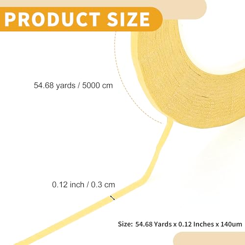 Image of 1 Pc Painters Tape Masking Master Tape Easy Removal Yellow 5000x0.3x0.01cm / 54.68 Yards x 0.12 Inches x 140um