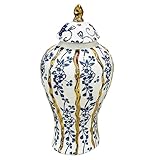 XDLEDMKIZ Jarrón de cerámica para Flores, Tarro de Jengibre de Porcelana, Tarro de Almacenamiento de té, Expositor Decorativo, Tarro de Templo, Organizador de jarrones para decorac