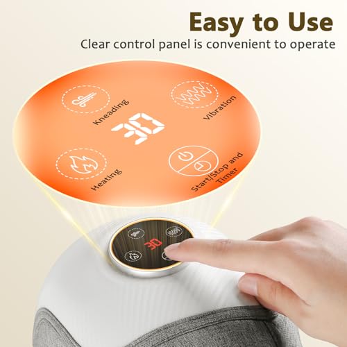 Electric Knee Massager, Cordless Heated Pad for Relief Knee Stress, 3 Kneading and Vibration Intencities, 5000mAh Rechargeable Battery, Portable Body Massager, Gift for Men Women, Gray, 1 Pack - Image 5