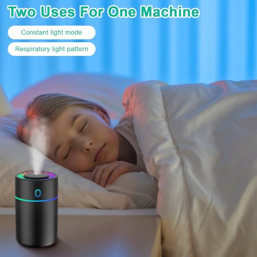 Image of STHIRA 230ml Car Humidifier, Car Humidifier Diffuser, 2 Mist Modes with Colourful Lights, Essential Oil Diffuser, Automatic Shut-Off USB Power Supply Mist for Home, Office, Travel