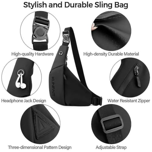 Image of Waterproof Unisex Crossbody Waist Bag Fanny Pack for Men & Women Half Moon Boomerang Style Sling Bags Side Shoulder Chest Bag Belt Pouch for Travel Sports Anti-Theft Mobile (REDESIGNED)