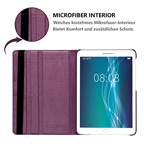 Hülle für Samsung Galaxy Tab A 9.7’’ 2015 (SM-P550 SM-T550 SM-T555), 360 Grad drehbarer Ständer Smart Schutzhülle,Mit Stylus Pen,Bildschirm Film (Purple)