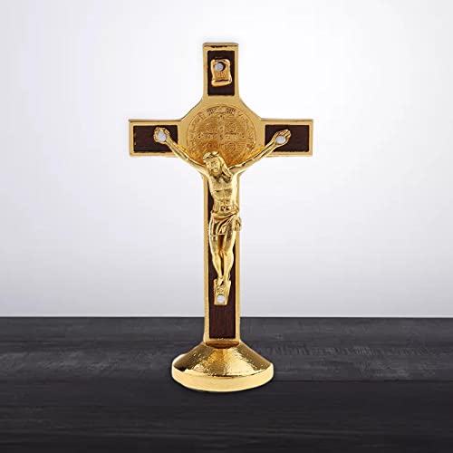 Estátua de Jesus Cristo modelo de crucifixo de metal de 9 cm SM SunniMix com base adesiva, decoração