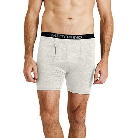 ZSOSBA METARINO Merino Wool Mens Underwear Boxer Briefs Soft Comfy Breathable Moisture Wicking Sports Underpants,Light Grey,Large Cover