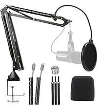 [All-in-one Combo]: Package includes all the items for studio recording and live sound: 1 x Shure MV7 microphone stand, 1 x Shure MV7 pop filter, 1 x mic windscreen, 2 x cable organizer, 3 x velcro cable ties for shure mv7 microphone. [Mic Stand]: Bo...