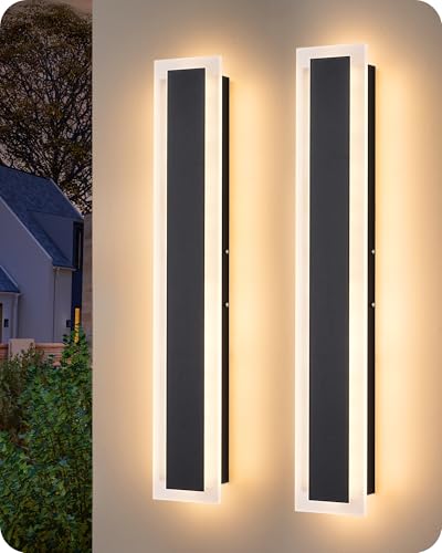 EDISHINE Upgraded 23.6 LED Modern Dimmable Linear Outdoor Wall Light 2pcs