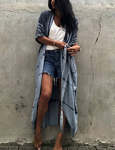 Kimono de baño abierto FEOYA para mujer con cinturón ajustable 3