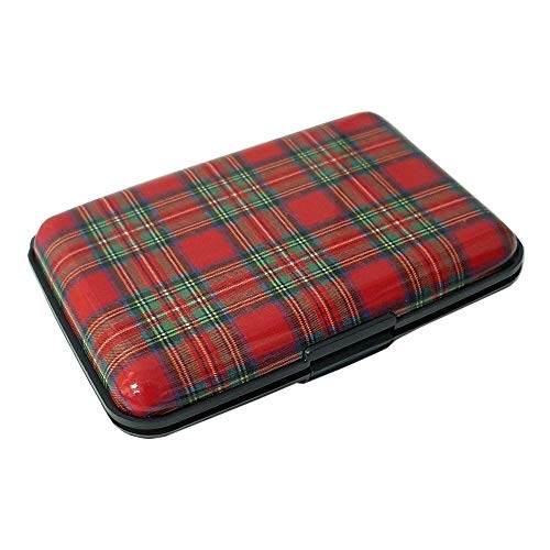 RFID Blocking Red Tartan 6 Bank Card Holder Wallet GM04, Red, 11 x 7.5 x 2cm, Casual