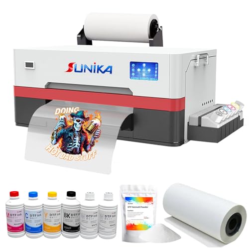 SUNIKA A3 DTF Printer, Direct to Film 13-inch DTF Transfer Printer with XP600 Print Head and White Ink Circulation,Semi-Automatic Cleaning Module for DIY Print T-Shirts