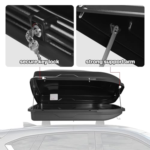 Image of DNA MOTORING Rooftop Cargo Box, 13 Cubic Ft 110 lbs Capacity, Car Top Cargo Carrier Hard Shell Weatherproof Lockable Heavy Duty Car Top Storage Case Roof Box, 56.3 inch L x 36.8 inch W x 16.25 inch H, PT-ZTL-8188