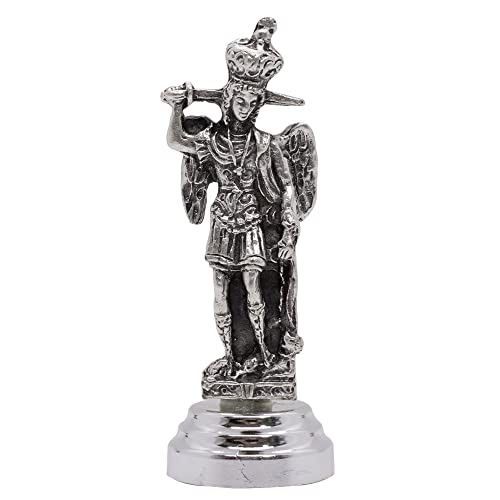 VILLAGE GIFT IMPORTERS Saint Michael the Archangel Auto Statue | Metal Figurine with Magnetic and Adhesive Base | Great Christian Décor for Car or Home | 2.6" Tall | Made in Italy