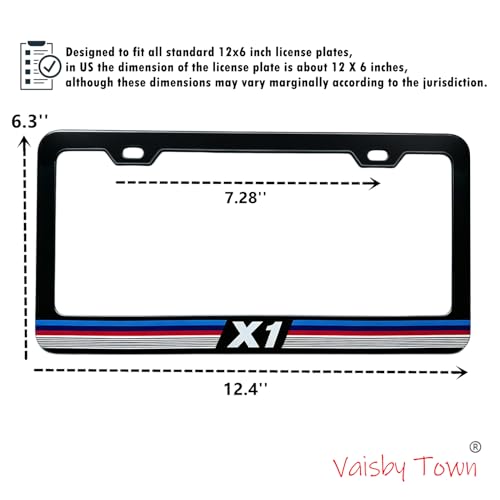 Image of License Plate Frames Cover Compatible with BMW X1 Exterior Accessories | Tricolour Aluminum Frame, Front and Rear 2 pcs Pack