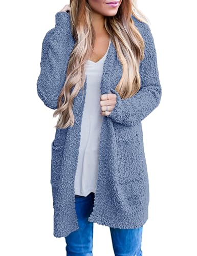 Image of MEROKEETY Women's Long Sleeve Soft Chunky Knit Sweater Open Front Cardigans Outwear Coat