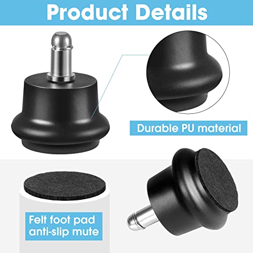 Bell Glides Replacement Office Chair Swivel Caster Wheels To Fixed Stationary Castors,With Separate Self Adhesive Felt Pads For Carpet & Wood Floors,Desk Chair Feet Wheel Stopper, Black 5 Pcs #TOP2