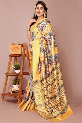 Image of MIRCHI FASHION Women Saree Cotton Silk Batik Block Printed | Breathable Office Wear and Regular Use Sari with Blouse Piece