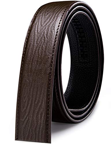 Barry.Wang - Cinturones de diseño para hombre sin níquel con hebilla automática, correa de piel auténtica, ajustable formalmente Marrón B-marrón claro Talla única Cover